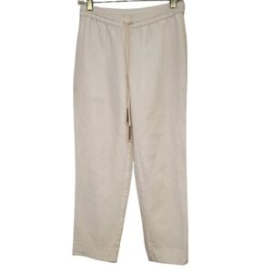 Diane von Furstenberg Benett Linen Blend Pants Drawstring waistband Cream Size 0